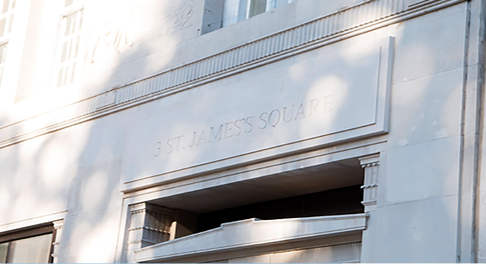 Carved stone facade of the London office on St James’s Square
